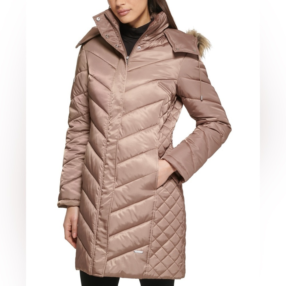 Kenneth Cole Reaction Women's Quilted Puffer Coat - Brown